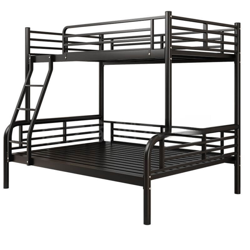 Modern Iron Bunk Bed with Guardrails and Built-In Ladder