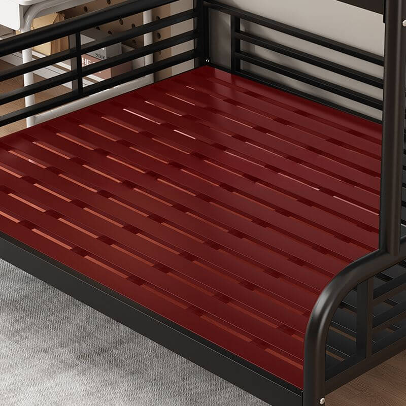 Modern Iron Bunk Bed with Guardrails and Built-In Ladder