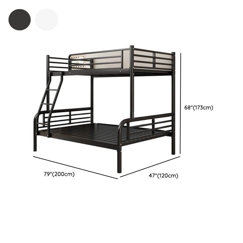 Modern Iron Bunk Bed with Guardrails and Built-In Ladder Dimensions