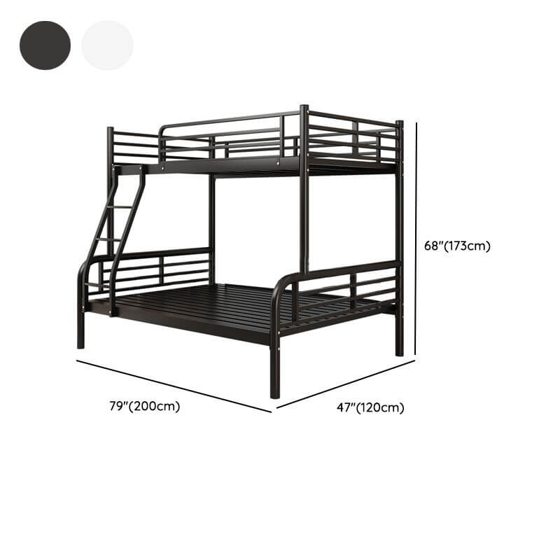Modern Iron Bunk Bed with Guardrails and Built-In Ladder Dimensions