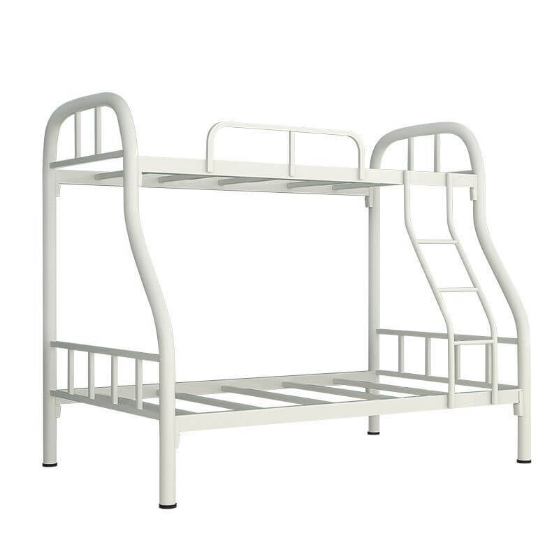 Modern Iron Bunk Bed with Ladder - Black & White Finish