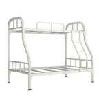 Modern Iron Bunk Bed with Ladder - Black & White Finish