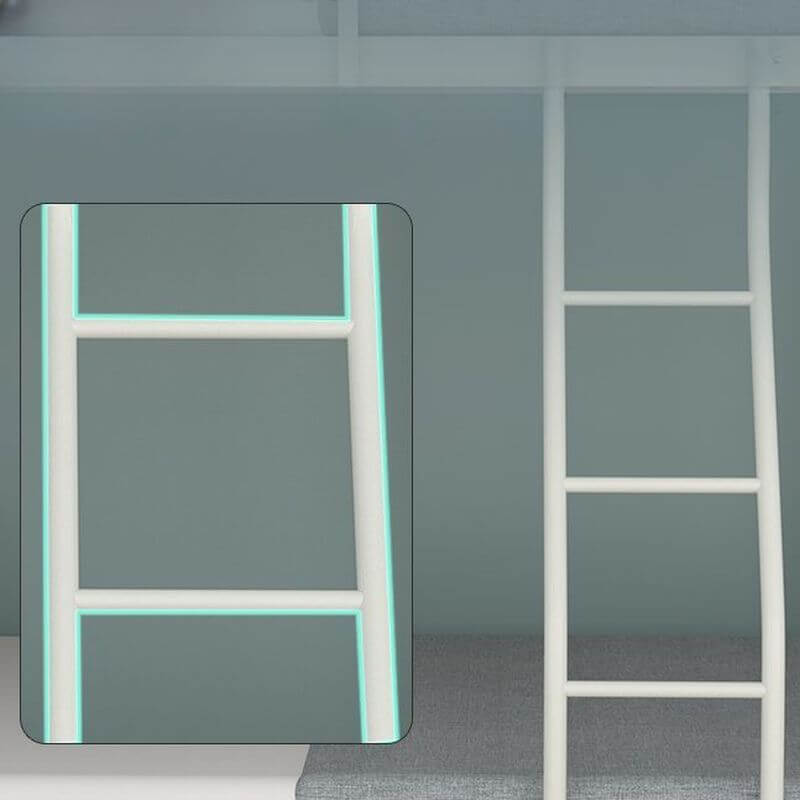 Modern Iron Bunk Bed with Ladder - Black & White Finish