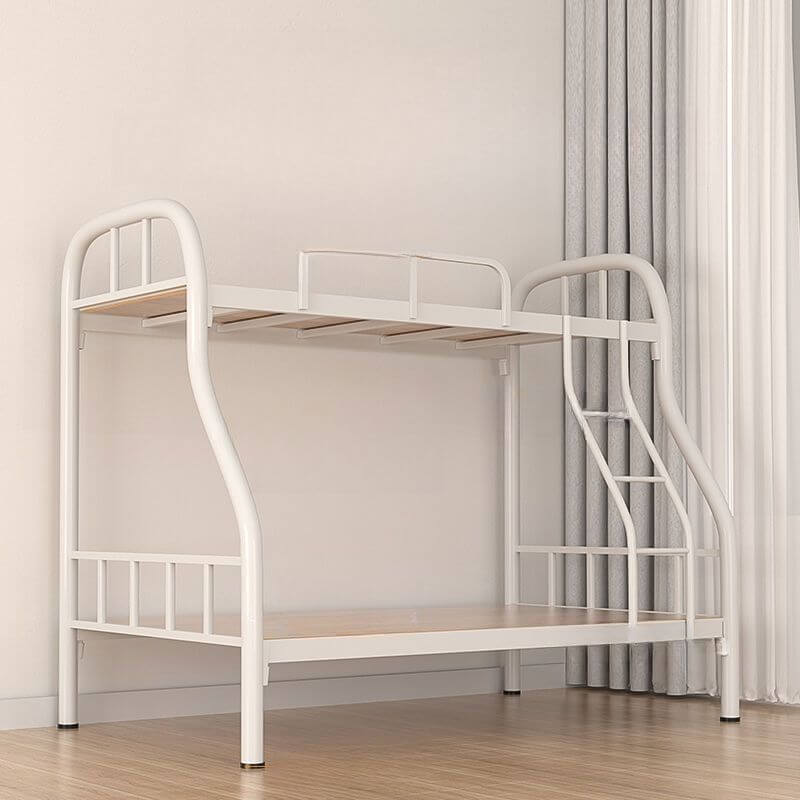 Modern Iron Bunk Bed with Ladder - Black & White Finish