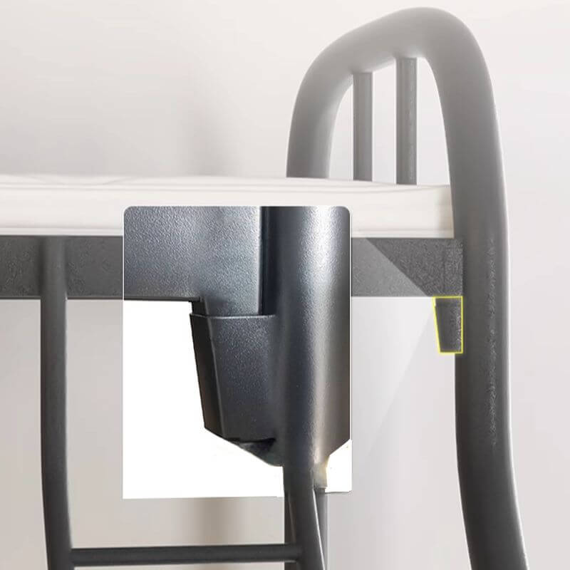 Modern Iron Bunk Bed with Ladder - Black & White Finish