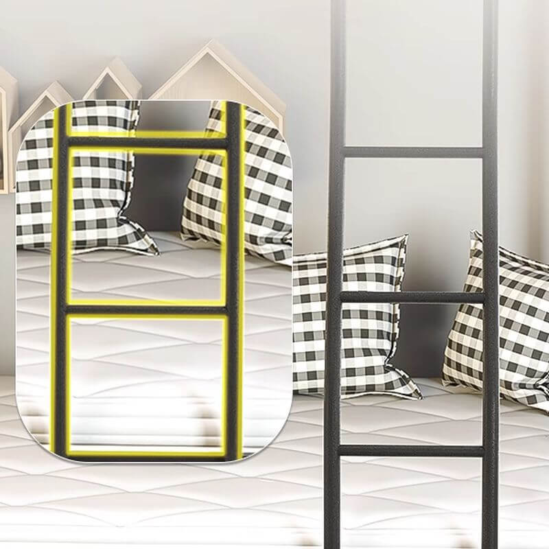 Modern Iron Bunk Bed with Ladder - Black & White Finish