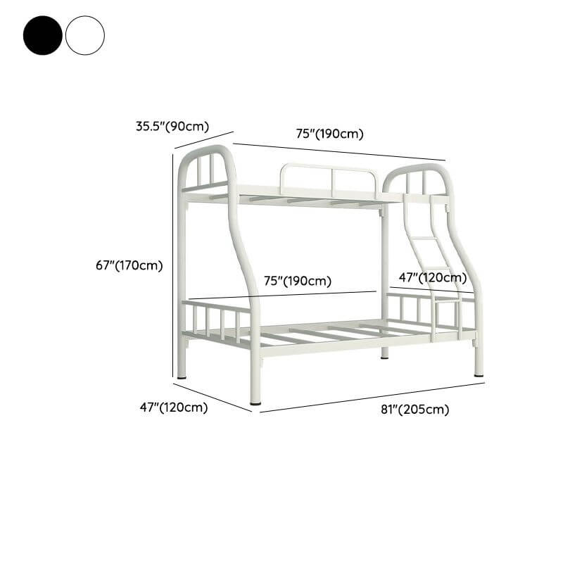 Modern Iron Bunk Bed with Ladder - Black & White Finish Dimensions