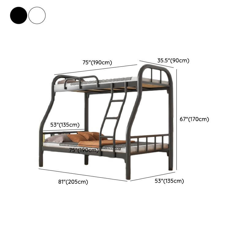 Modern Iron Bunk Bed with Ladder - Black & White Finish Dimensions