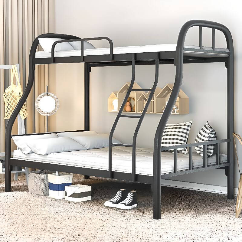 Modern Iron Bunk Bed with Ladder - Black & White Finish Main Product Image Main image