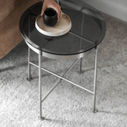 Modern Italian Glass Coffee Table Set With Steel Frame
