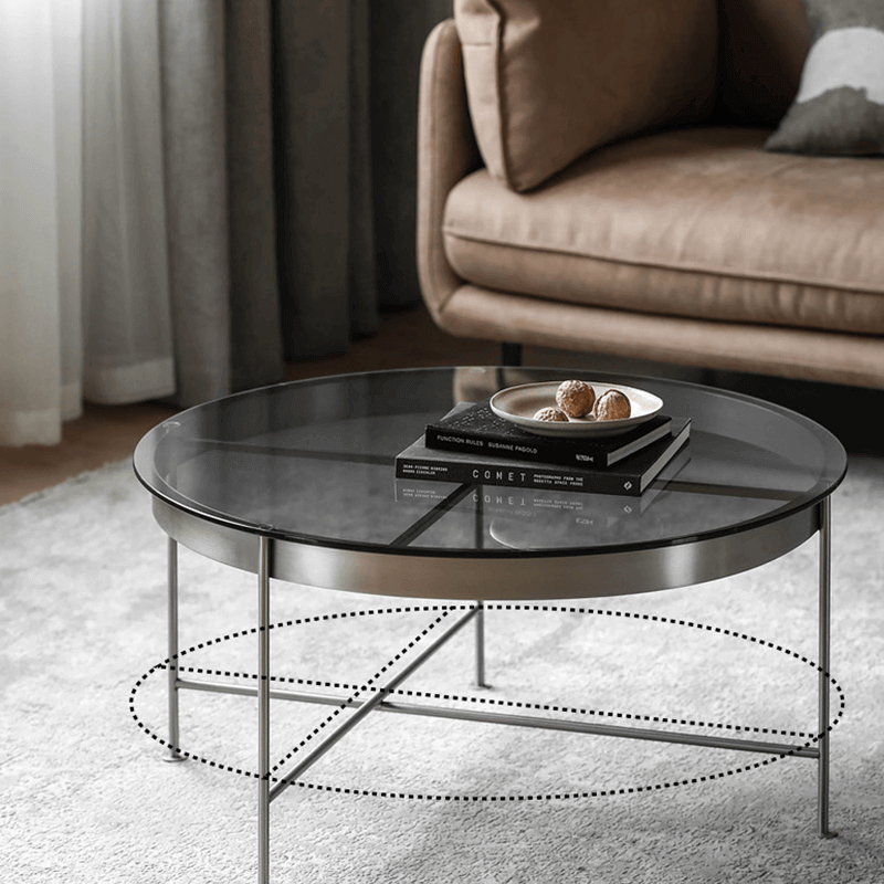 Modern Italian Glass Coffee Table Set With Steel Frame