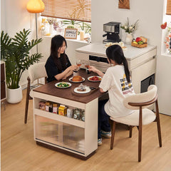 Modern Kitchen Island With Extendable Table & Storage