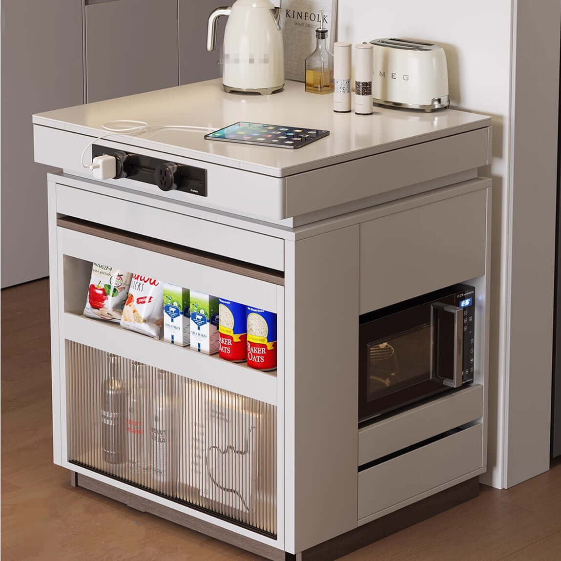 Modern Kitchen Island With Extendable Table & Storage Secondary image