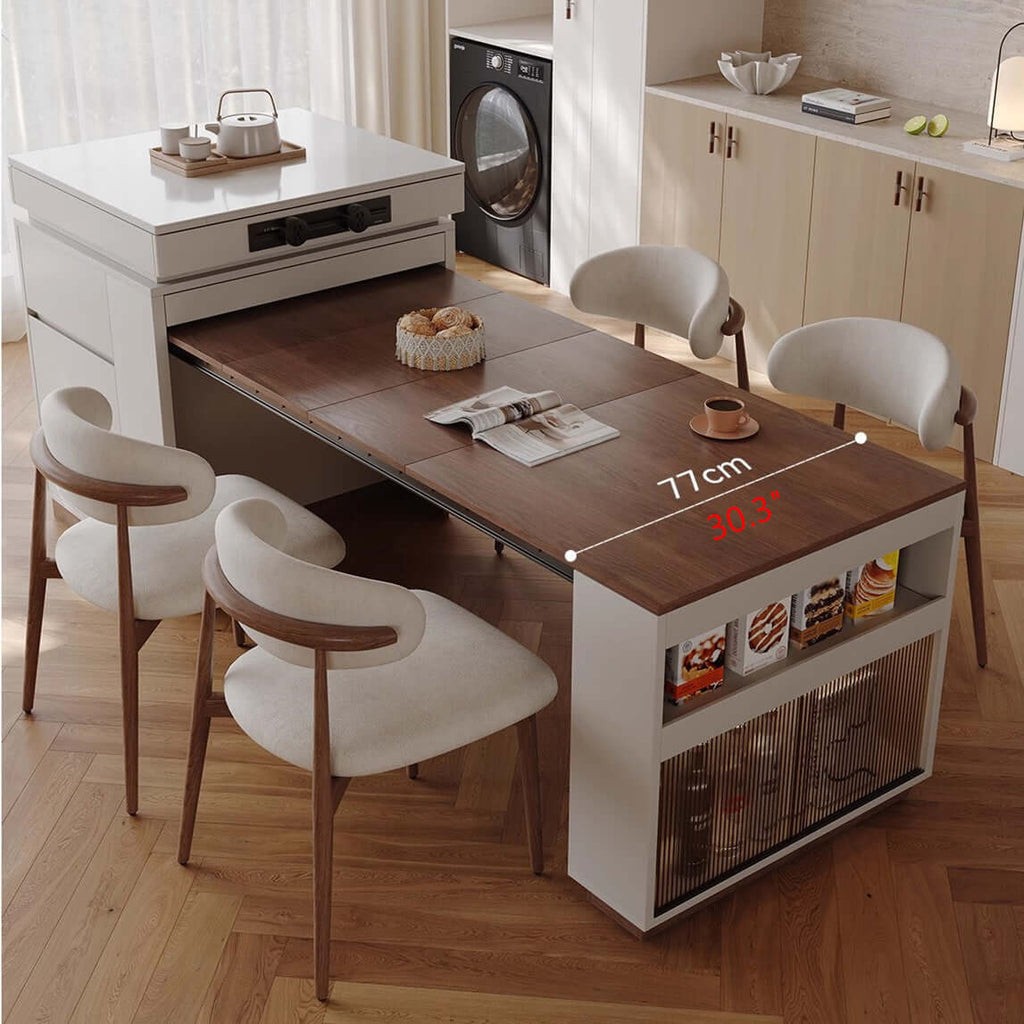 Modern Kitchen Island With Extendable Table & Storage