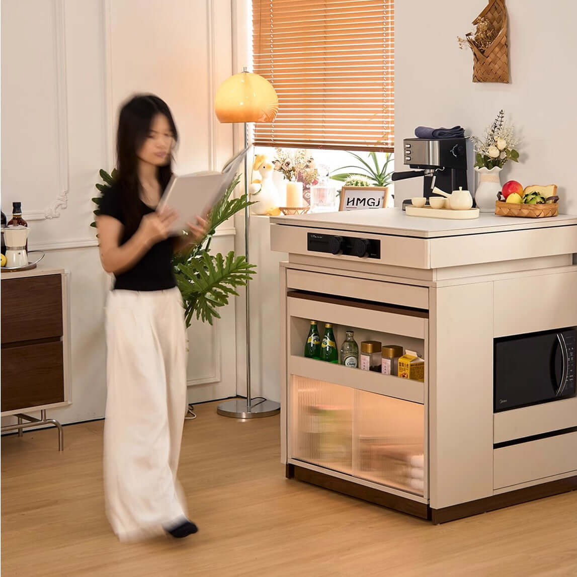 Isla de Cocina Moderna con Mesa Extensible y Almacenamiento Imagen secundaria del producto