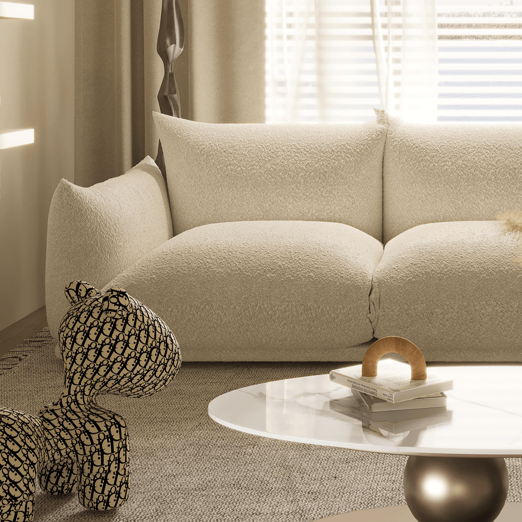 Modern Lambswool Cloud Sectional Sofa With Chaise