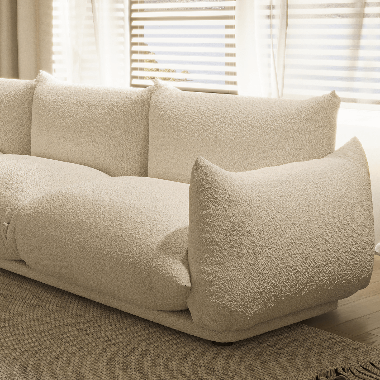 Modern Lambswool Cloud Sectional Sofa With Chaise