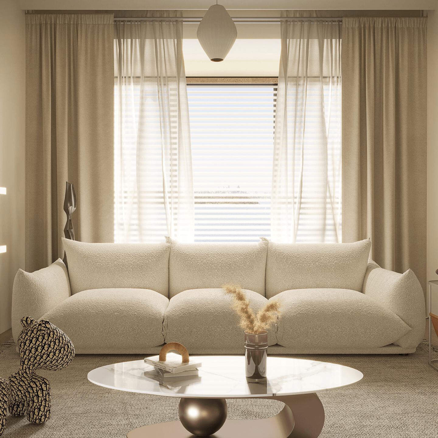 Modern Lambswool Cloud Sectional Sofa With Chaise Main Product Image