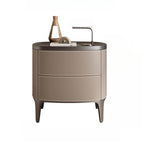 Modern Leather Drawer Storage with Wood Top and 2-Tier Design