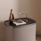 Modern Leather Drawer Storage with Wood Top and 2-Tier Design