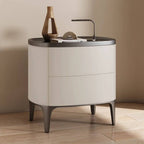 Modern Leather Drawer Storage with Wood Top and 2-Tier Design