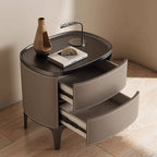 Modern Leather Drawer Storage with Wood Top and 2-Tier Design