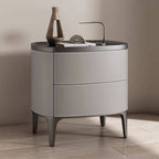 Modern Leather Drawer Storage with Wood Top and 2-Tier Design