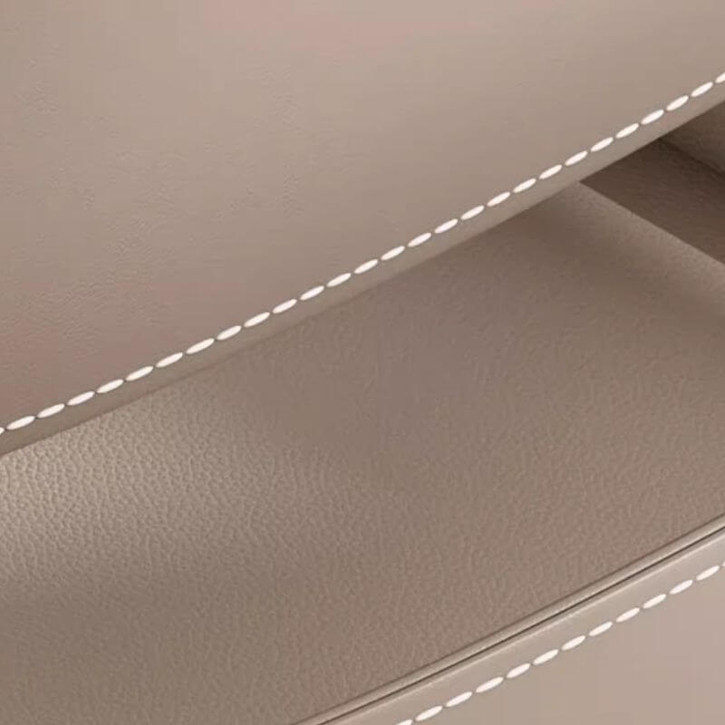 Modern Leather Drawer Storage with Wood Top and 2-Tier Design