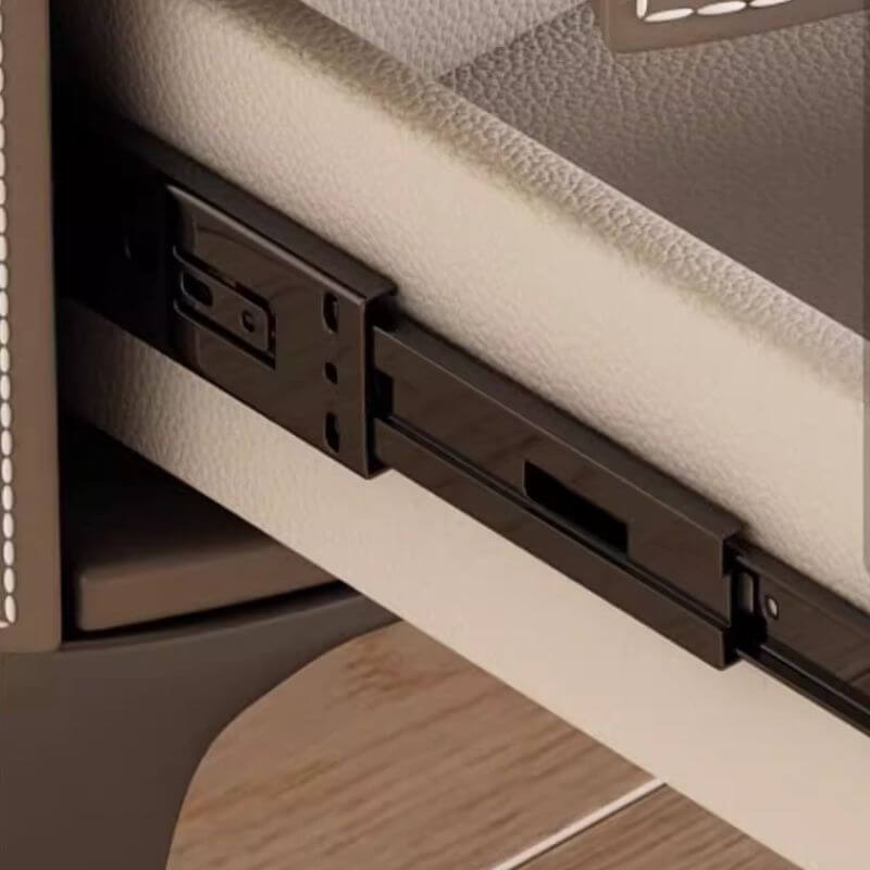 Modern Leather Drawer Storage with Wood Top and 2-Tier Design