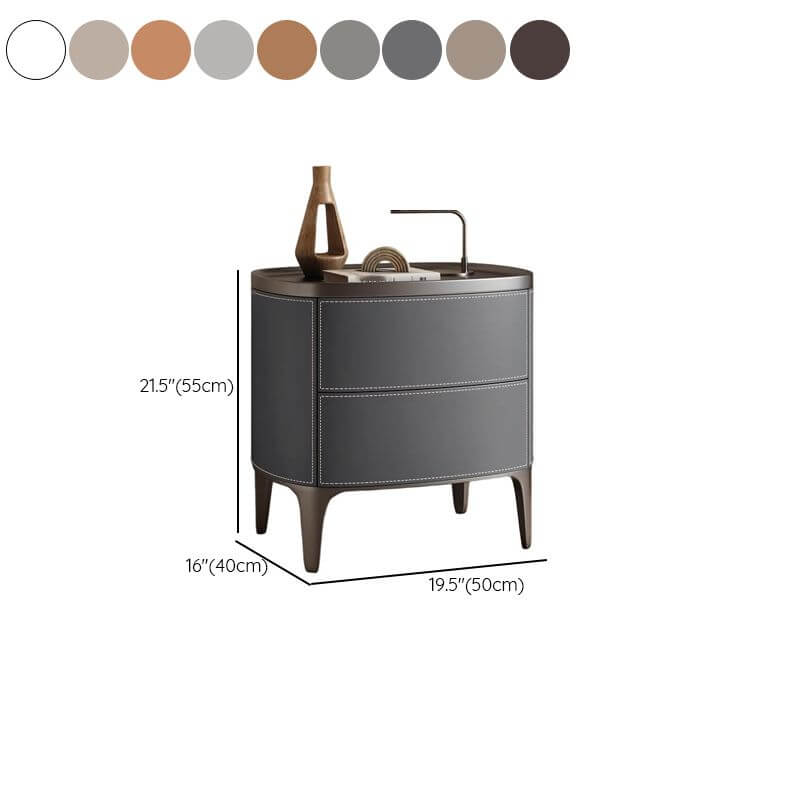 Modern Leather Drawer Storage with Wood Top and 2-Tier Design Dimensions