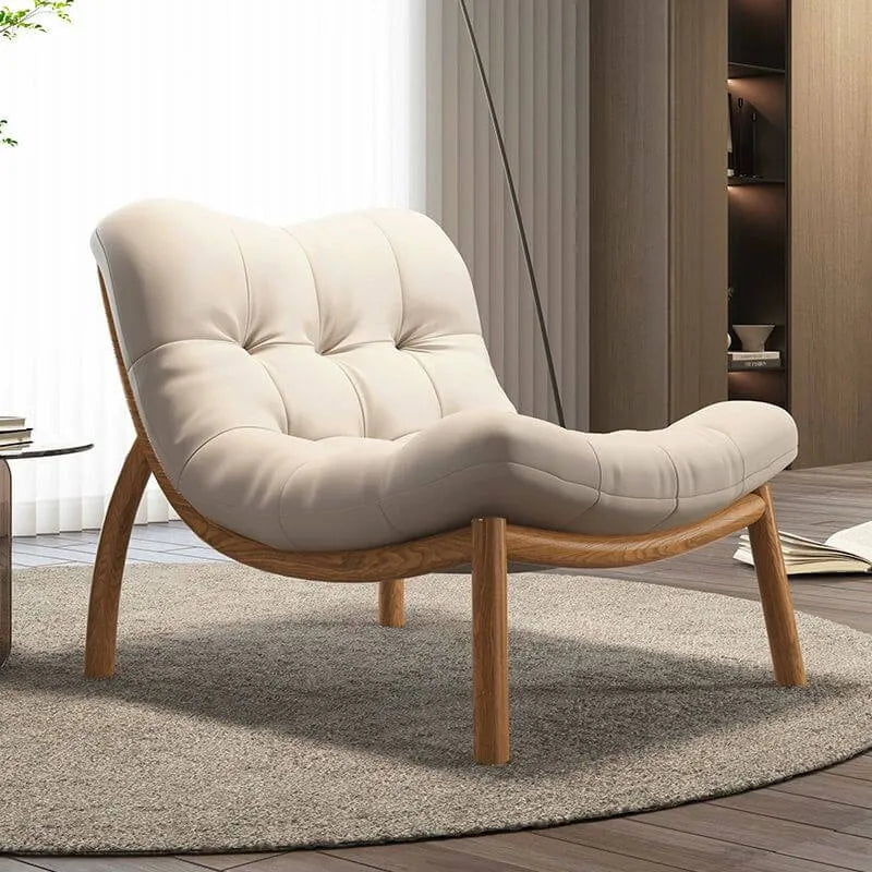 Modern Leather Patchwork Accent Chair with Removable Cushions