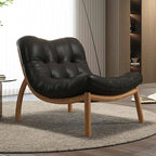 Modern Leather Patchwork Accent Chair with Removable Cushions