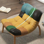Modern Leather Patchwork Accent Chair with Removable Cushions