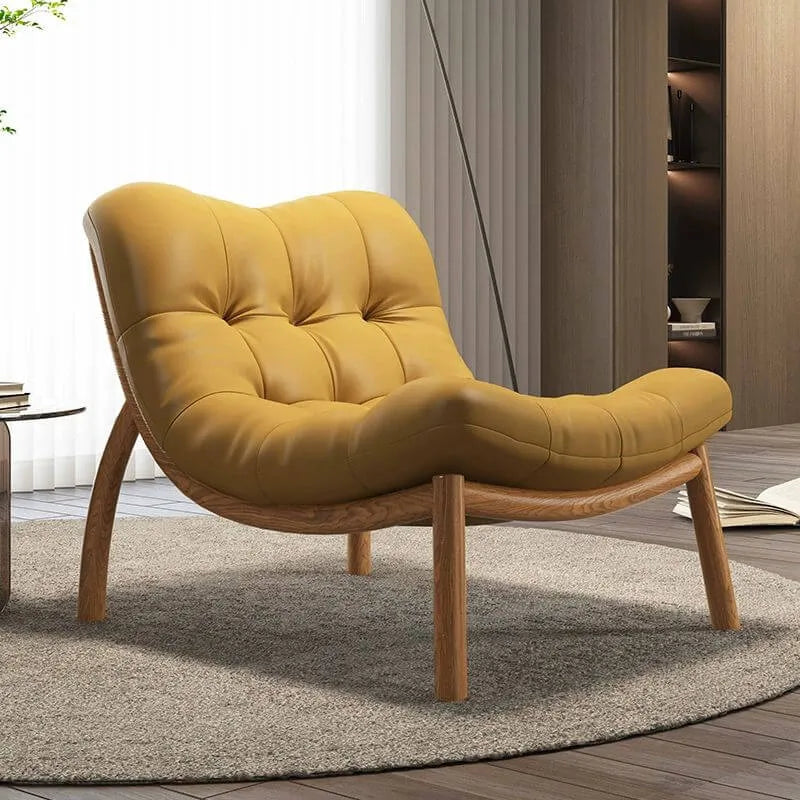 Modern Leather Patchwork Accent Chair with Removable Cushions