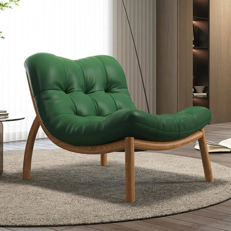 Modern Leather Patchwork Accent Chair with Removable Cushions