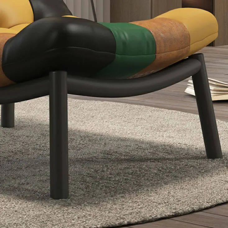 Modern Leather Patchwork Accent Chair with Removable Cushions