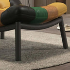 Modern Leather Patchwork Accent Chair with Removable Cushions