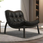 Modern Leather Patchwork Accent Chair with Removable Cushions