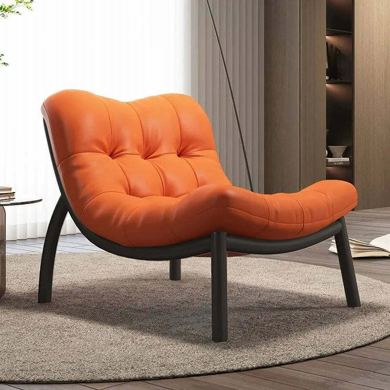 Modern Leather Patchwork Accent Chair with Removable Cushions