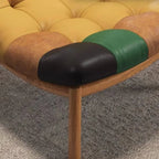 Modern Leather Patchwork Accent Chair with Removable Cushions