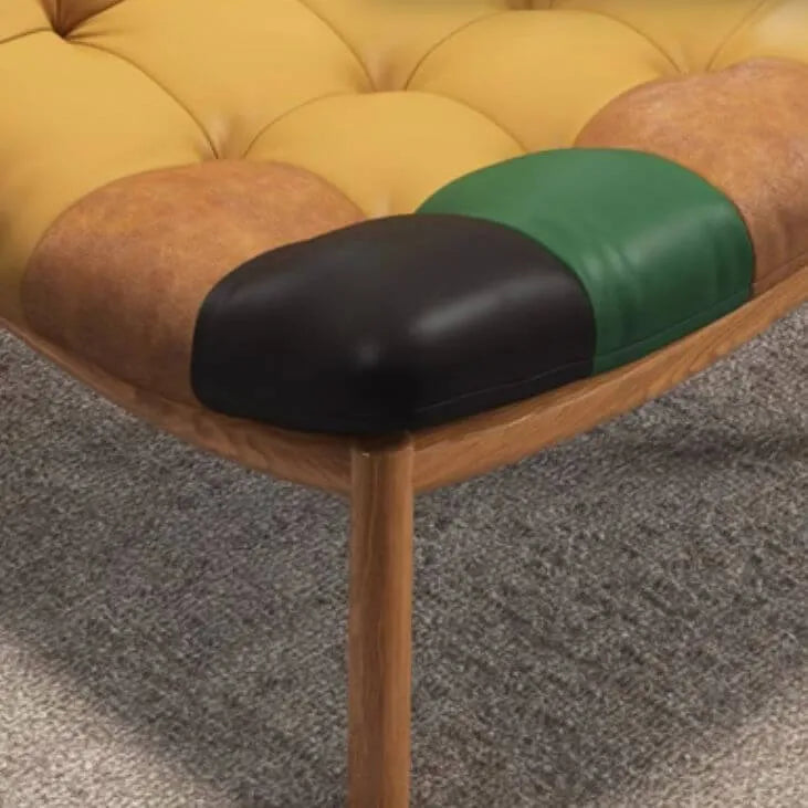 Modern Leather Patchwork Accent Chair with Removable Cushions