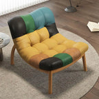 Modern Leather Patchwork Accent Chair with Removable Cushions Main Product Image