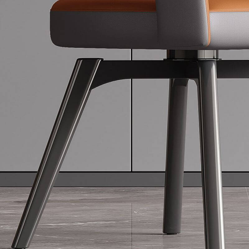 Modern Leather Swivel Arm Chair with Metal Legs