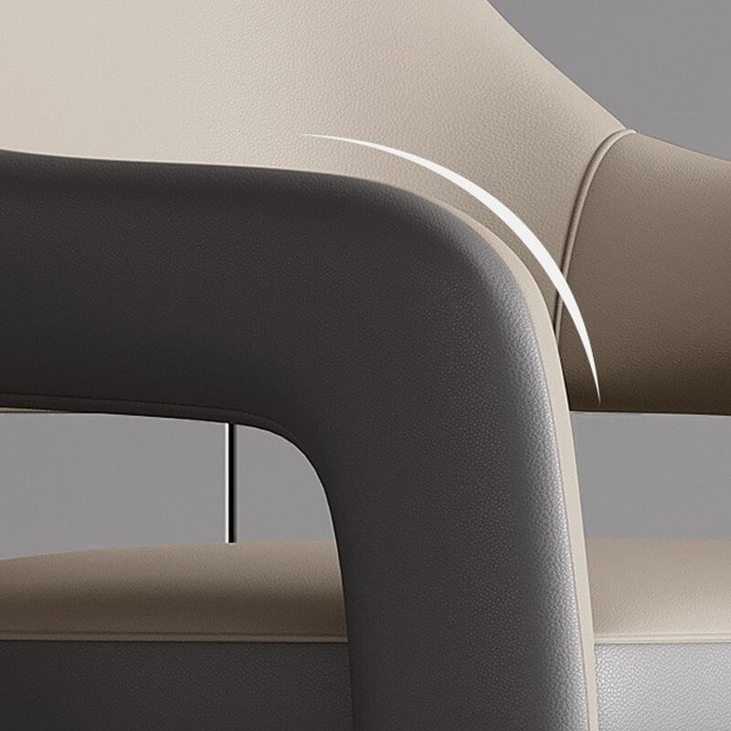 Modern Leather Swivel Arm Chair with Metal Legs