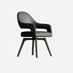 Modern Leather Swivel Arm Chair with Metal Legs