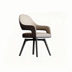 Modern Leather Swivel Arm Chair with Metal Legs