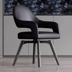 Modern Leather Swivel Arm Chair with Metal Legs Main Product Image