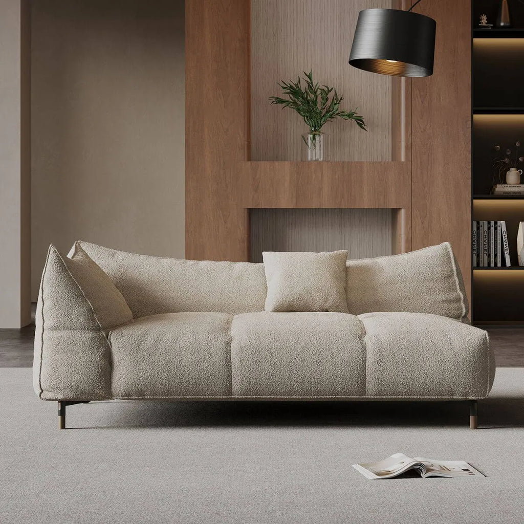 Modern Left-Arm Chaise Lounge with Flannel Upholstery