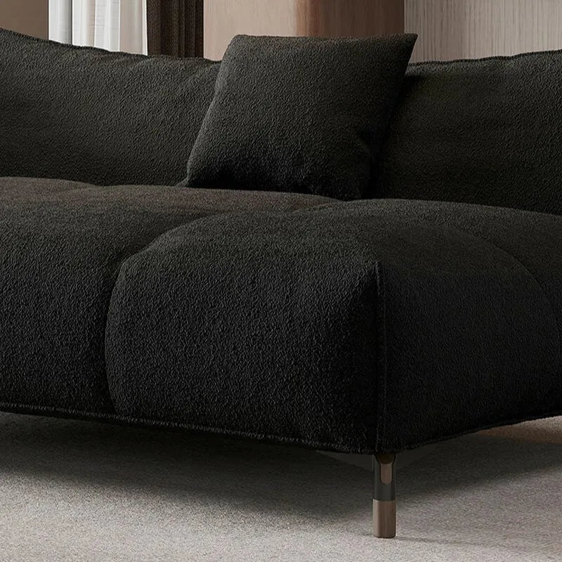 Modern Left-Arm Chaise Lounge with Flannel Upholstery