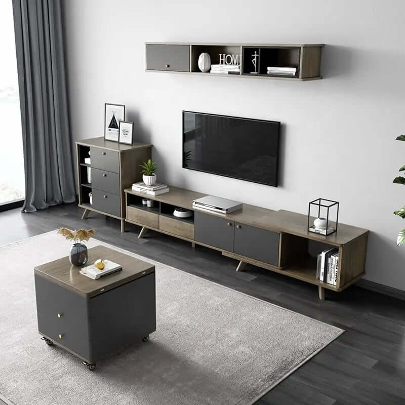 Modern Lift-Top Coffee Table with Storage - White-Black